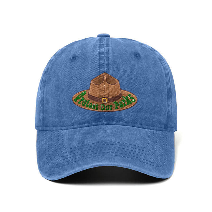 Sombrero de béisbol ajustable con estampado de vaquero "Protejamos nuestros parques"