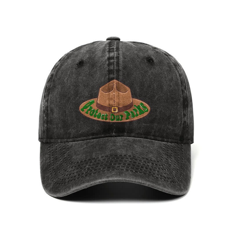 Sombrero de béisbol ajustable con estampado de vaquero "Protejamos nuestros parques"