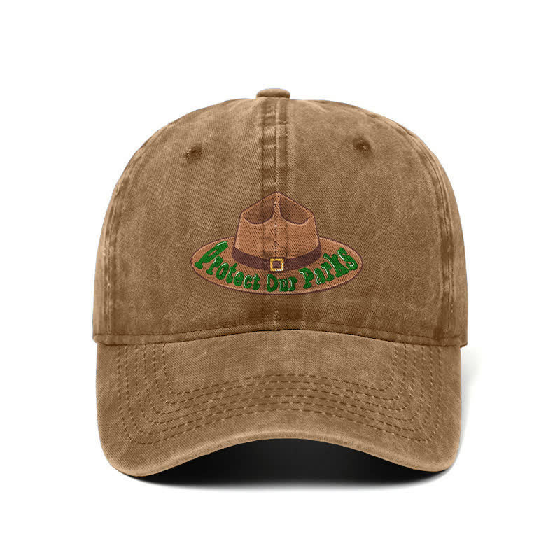 Sombrero de béisbol ajustable con estampado de vaquero "Protejamos nuestros parques"