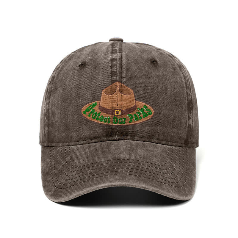 Sombrero de béisbol ajustable con estampado de vaquero "Protejamos nuestros parques"