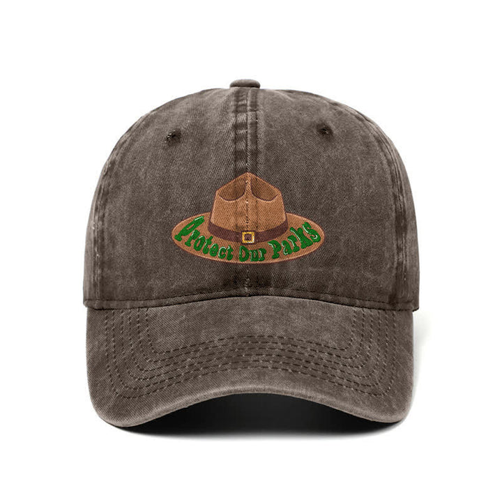 Sombrero de béisbol ajustable con estampado de vaquero "Protejamos nuestros parques"