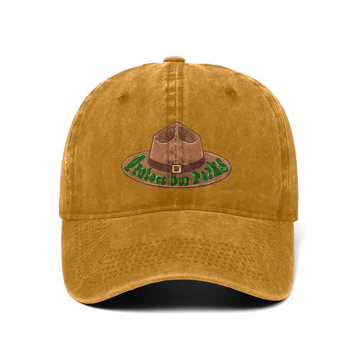 Sombrero de béisbol ajustable con estampado de vaquero "Protejamos nuestros parques"