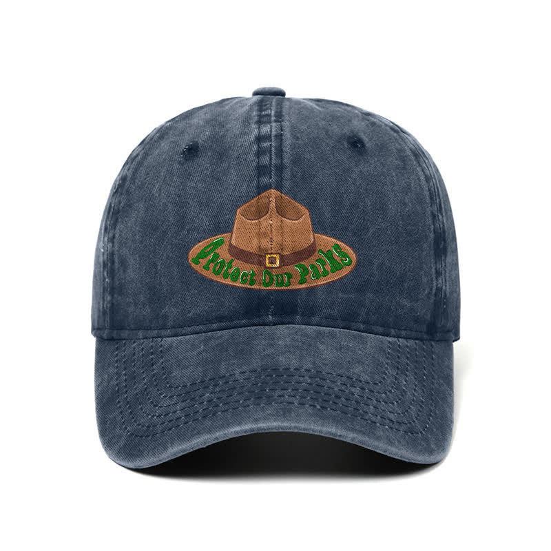 Sombrero de béisbol ajustable con estampado de vaquero "Protejamos nuestros parques"