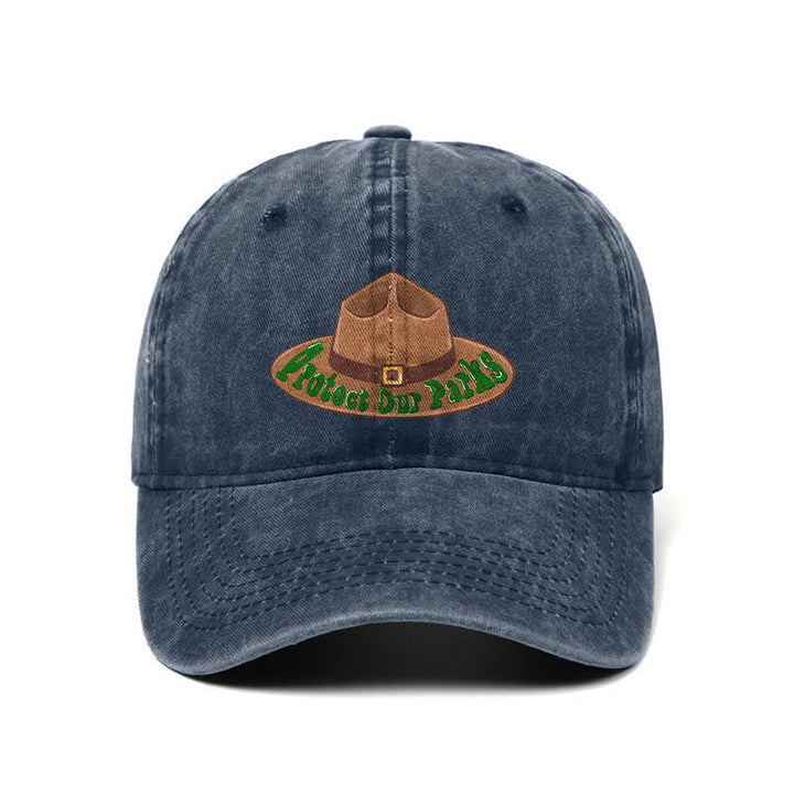 Sombrero de béisbol ajustable con estampado de vaquero "Protejamos nuestros parques"