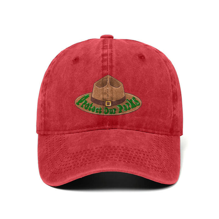 Sombrero de béisbol ajustable con estampado de vaquero "Protejamos nuestros parques"