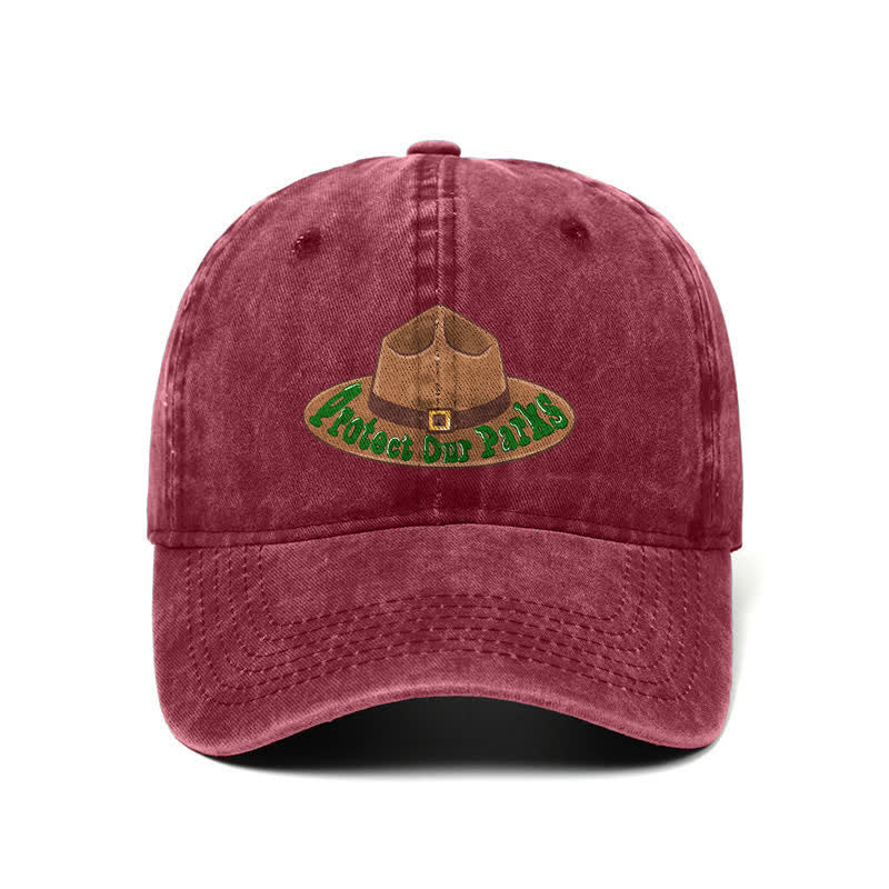 Sombrero de béisbol ajustable con estampado de vaquero "Protejamos nuestros parques"