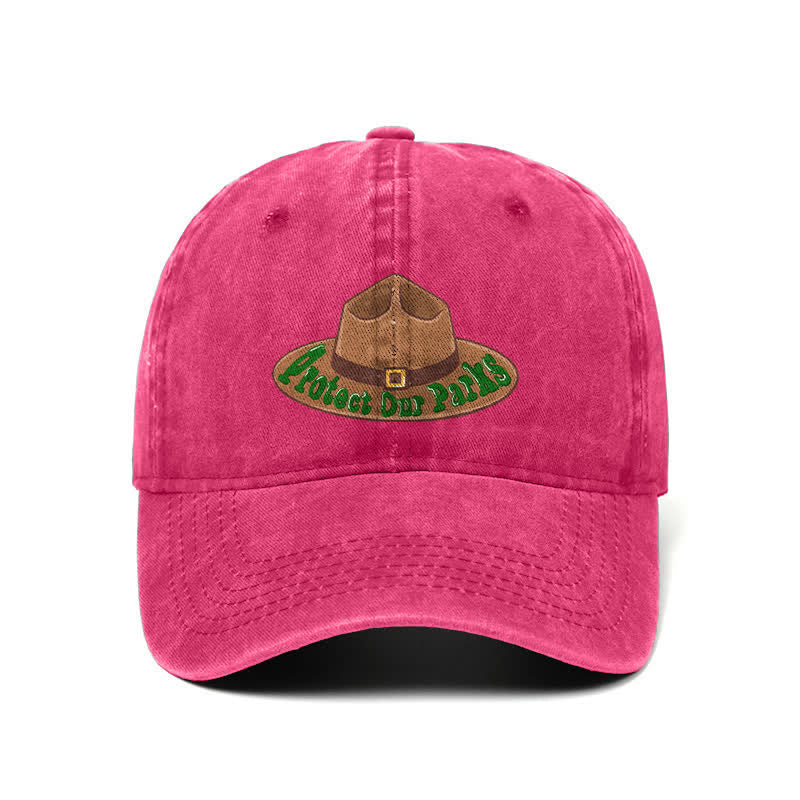 Sombrero de béisbol ajustable con estampado de vaquero "Protejamos nuestros parques"
