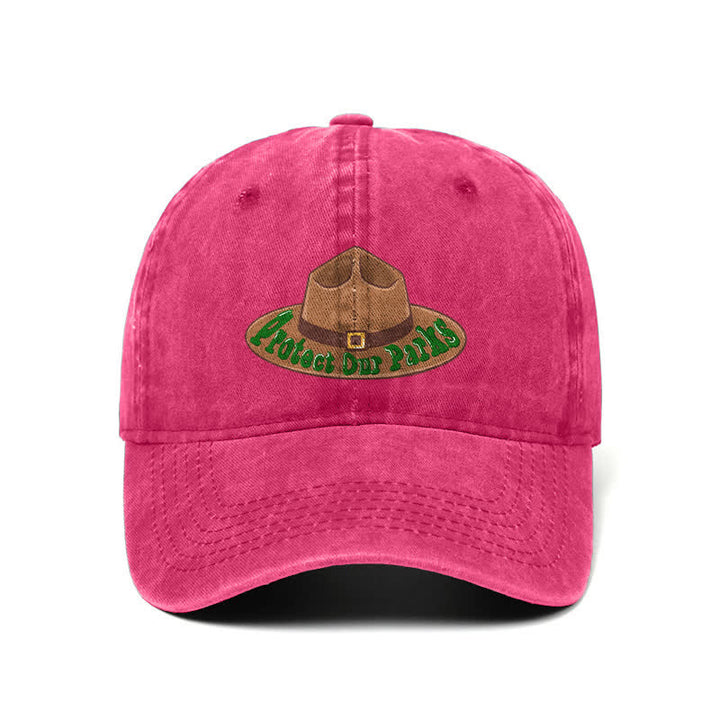 Sombrero de béisbol ajustable con estampado de vaquero "Protejamos nuestros parques"