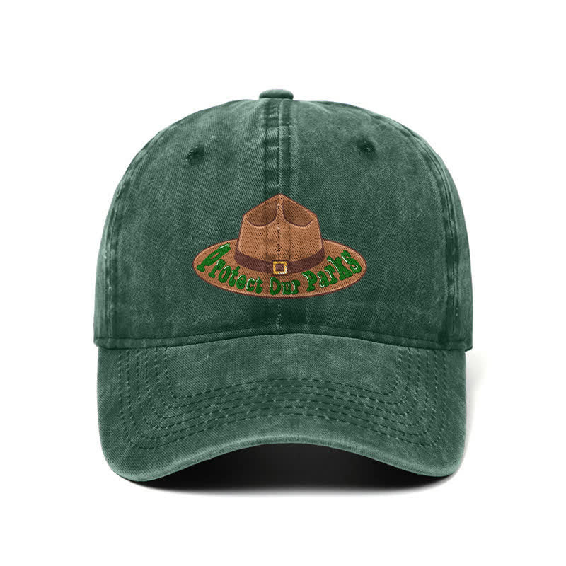Sombrero de béisbol ajustable con estampado de vaquero "Protejamos nuestros parques"