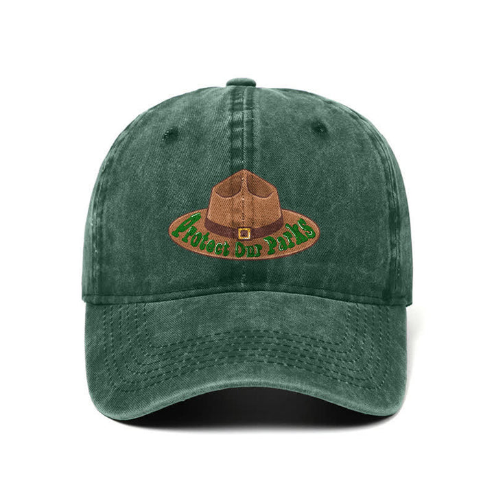 Sombrero de béisbol ajustable con estampado de vaquero "Protejamos nuestros parques"