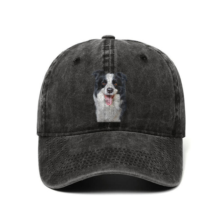 Gorra de béisbol ajustable para amantes de los perros Border Collie negro