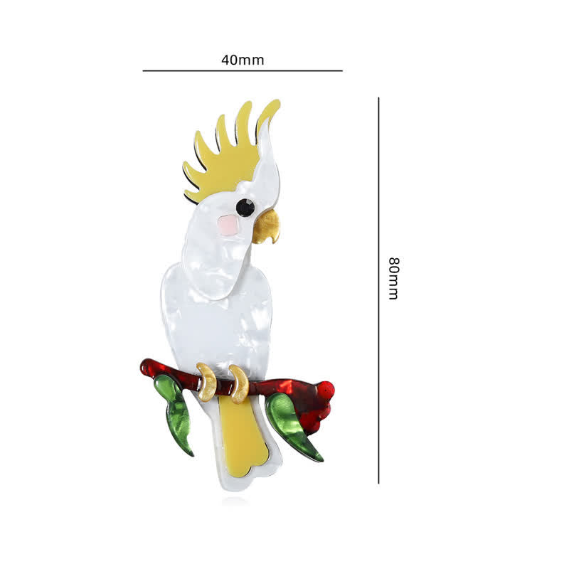Broche de acrílico hecho a mano con forma de pájaro loro blanco - image 6