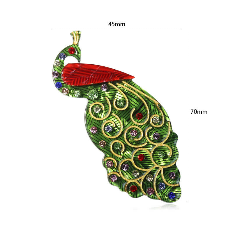 Broche de acrílico hecho a mano con forma de pavo real verde - image 5
