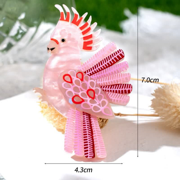 Broche de acrílico hecho a mano con forma de pájaro loro rosa - image 5
