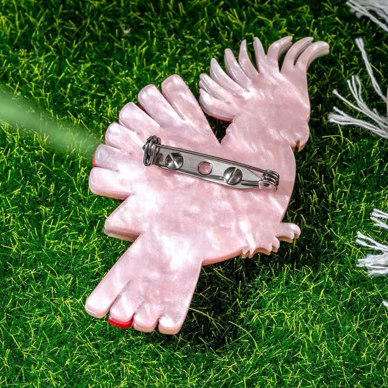 Broche de acrílico hecho a mano con forma de pájaro loro rosa - image 4