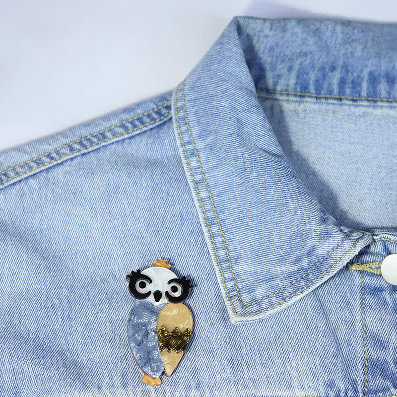 Lindo broche de acrílico hecho a mano con forma de búho azul - image 2