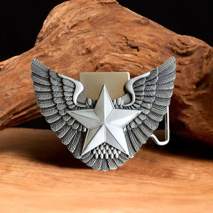 Cinturón de cuero con forma de estrella y alas de ángel para hombre con encendedor oculto