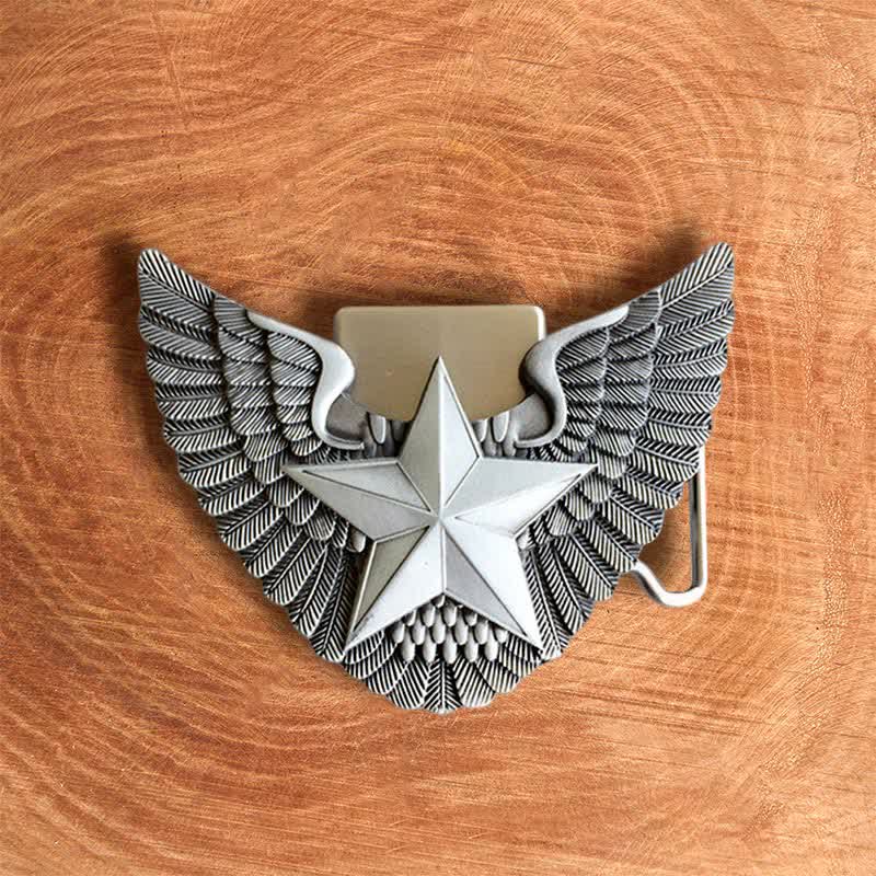 Cinturón de cuero con forma de estrella y alas de ángel para hombre con encendedor oculto
