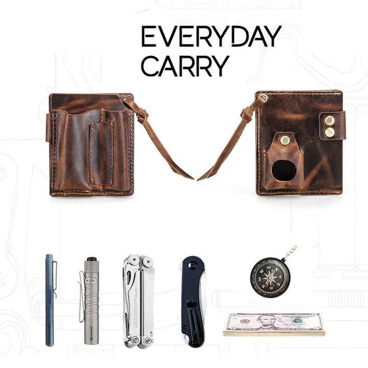 Cartera EDC con nombre personalizado, organizador de bolsillo, bolso de cuero para cinturón - image 3