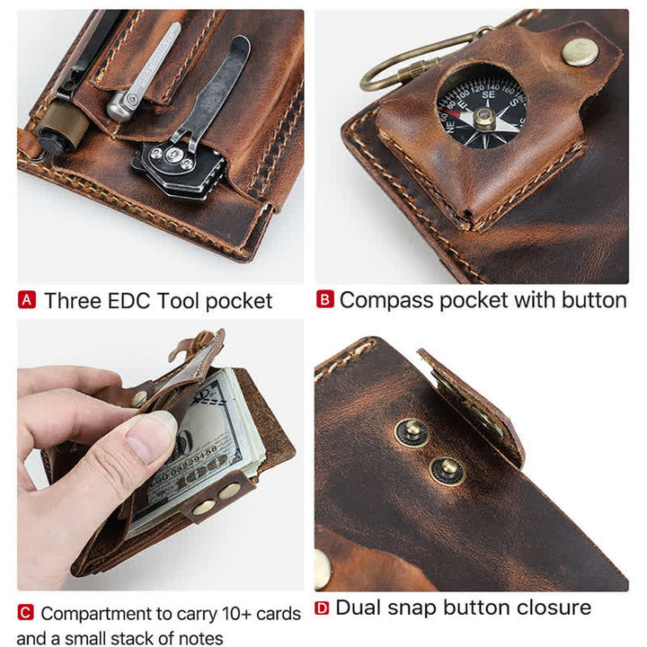 Cartera EDC con nombre personalizado, organizador de bolsillo, bolso de cuero para cinturón - image 6
