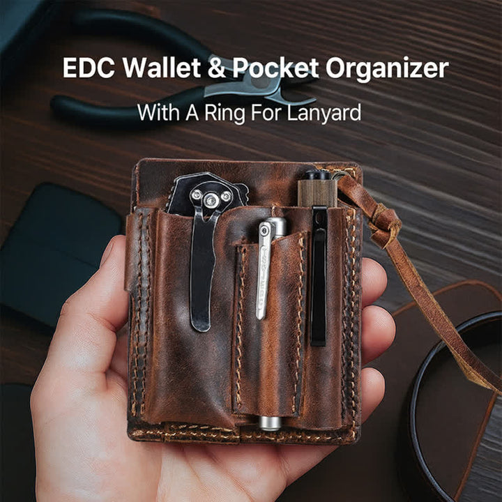 Cartera EDC con nombre personalizado, organizador de bolsillo, bolso de cuero para cinturón - image 4