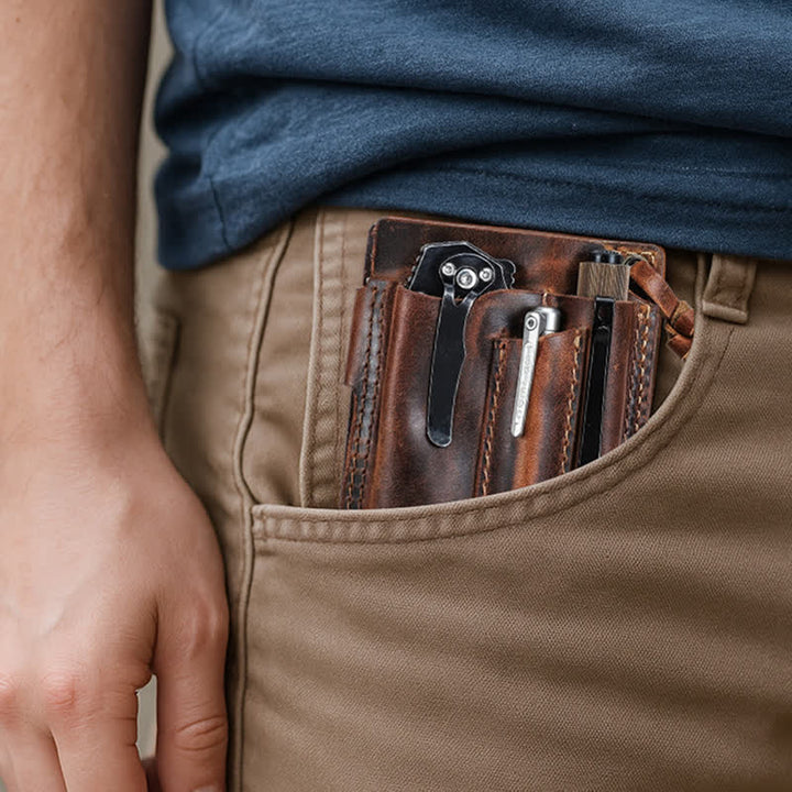 Cartera EDC con nombre personalizado, organizador de bolsillo, bolso de cuero para cinturón - image 2