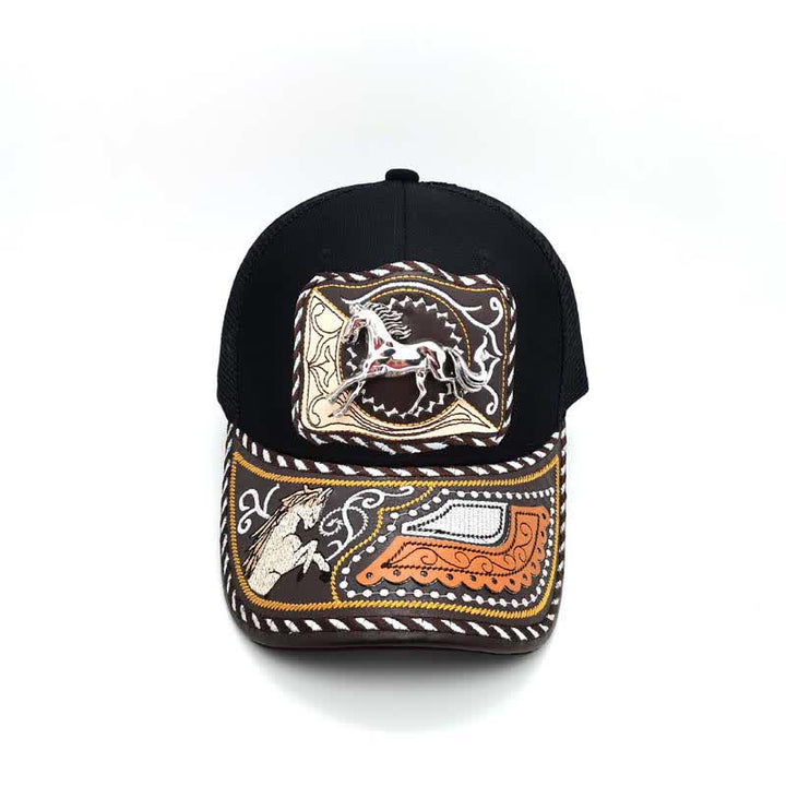 Gorra de camionero mexicana con estampado metálico 3D, estilo étnico occidental, color negro (Preventa) - image 9