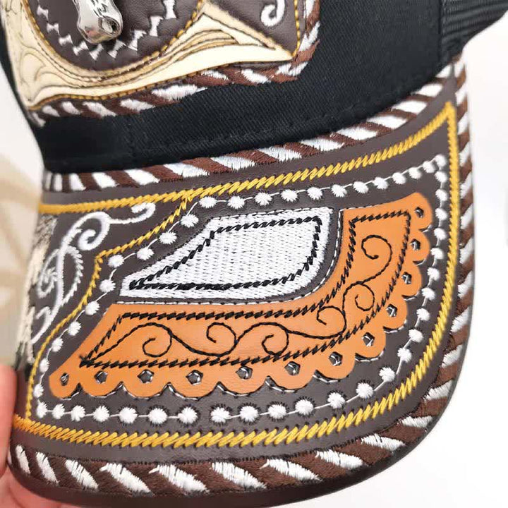 Gorra de camionero mexicana con estampado metálico 3D, estilo étnico occidental, color negro (Preventa) - image 5