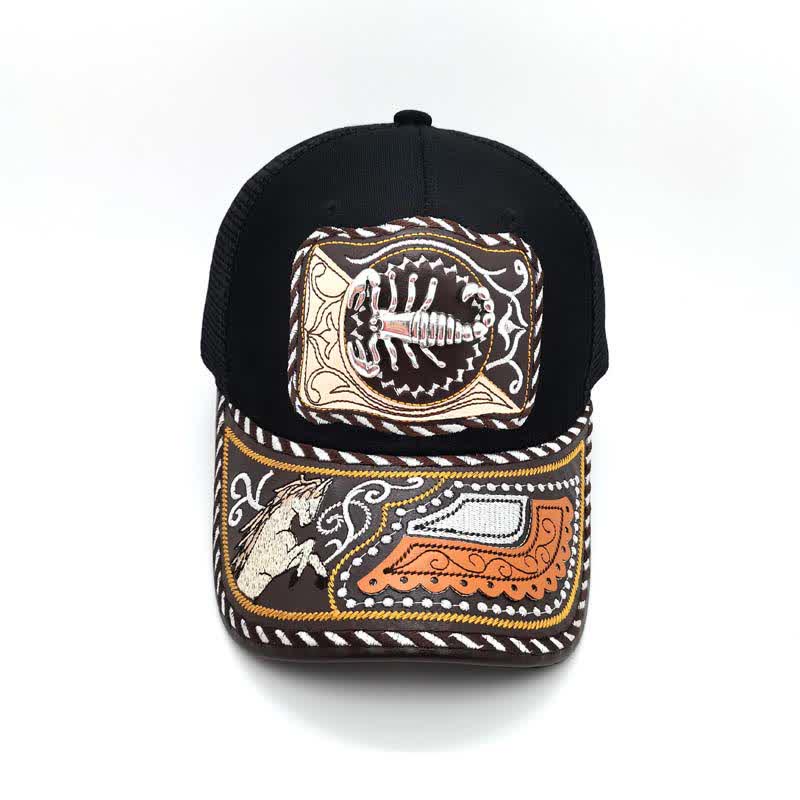 Gorra de camionero mexicana con estampado metálico 3D, estilo étnico occidental, color negro (Preventa) - image 17