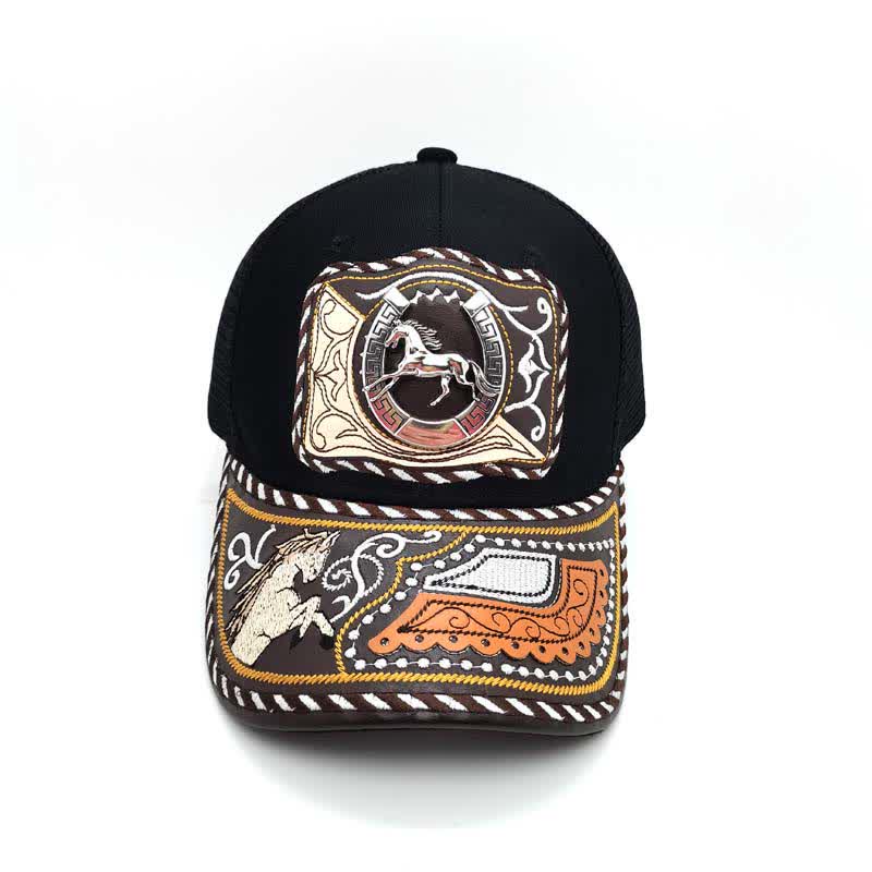 Gorra de camionero mexicana con estampado metálico 3D, estilo étnico occidental, color negro (Preventa) - image 7