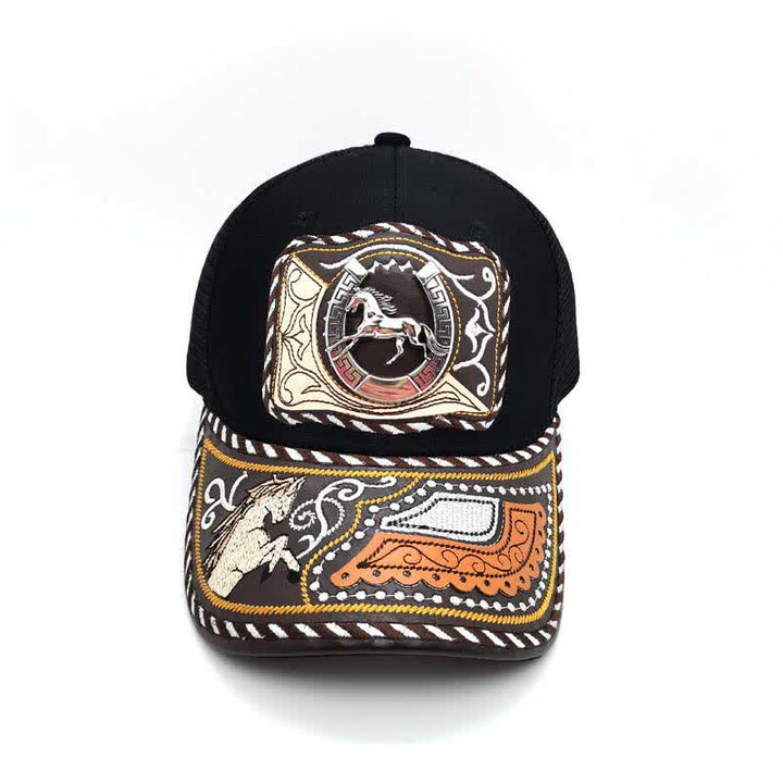Gorra de camionero mexicana con estampado metálico 3D, estilo étnico occidental, color negro (Preventa) - image 7