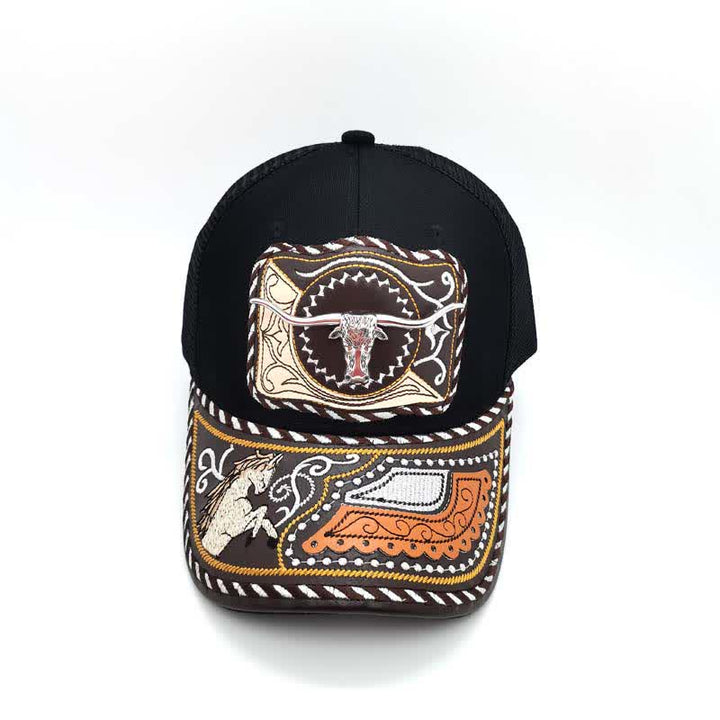 Gorra de camionero mexicana con estampado metálico 3D, estilo étnico occidental, color negro (Preventa) - image 3