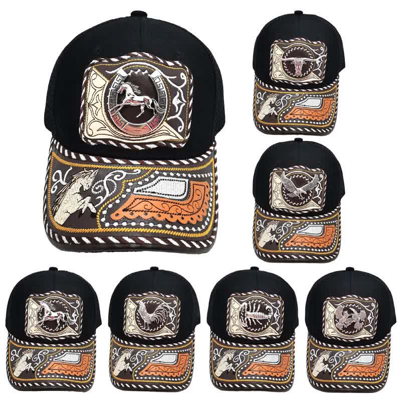 Gorra de camionero mexicana con estampado metálico 3D, estilo étnico occidental, color negro (Preventa) - image 2