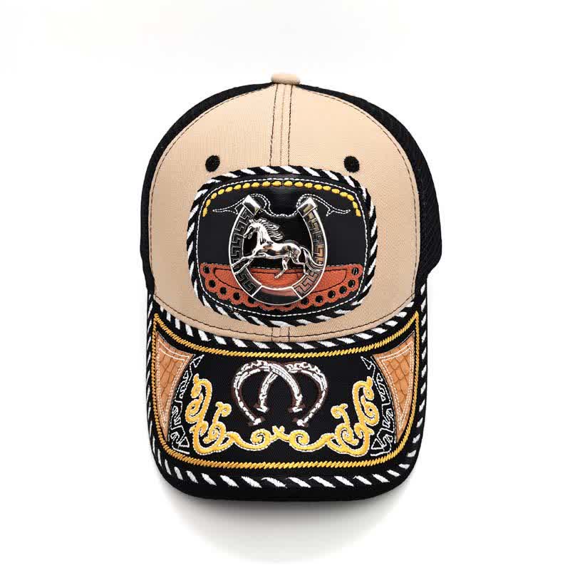 Gorra de camionero de malla étnica mexicana con bordado beige y decoración metálica 3D (Preventa) - image 3