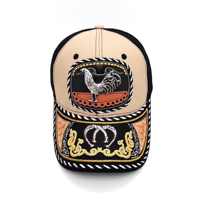 Gorra de camionero de malla étnica mexicana con bordado beige y decoración metálica 3D (Preventa) - image 9