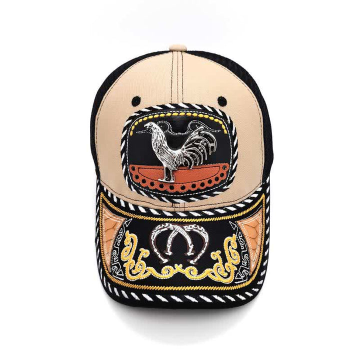 Gorra de camionero de malla étnica mexicana con bordado beige y decoración metálica 3D (Preventa) - image 9