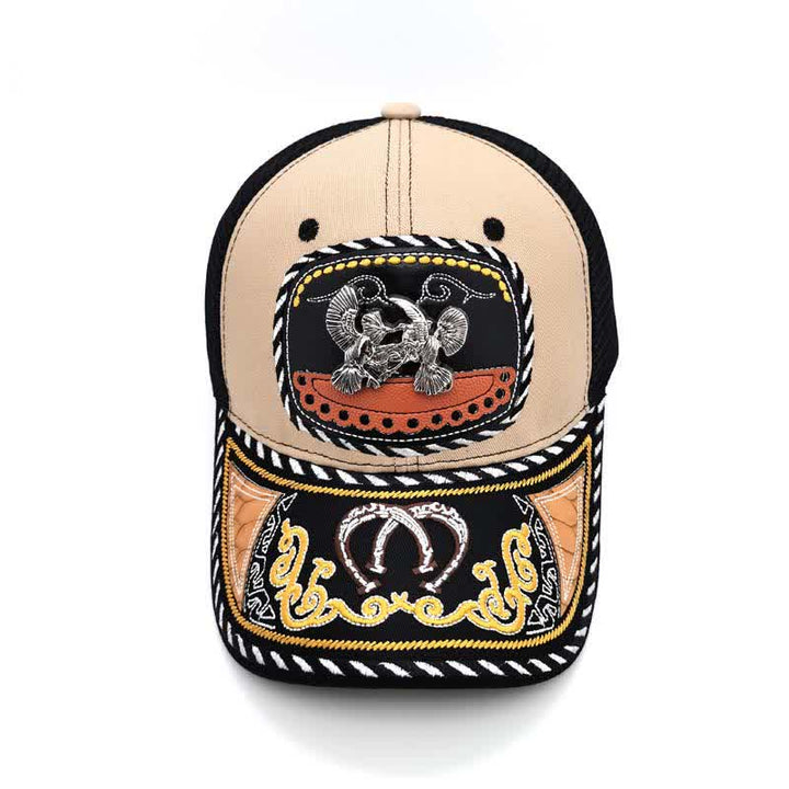 Gorra de camionero de malla étnica mexicana con bordado beige y decoración metálica 3D (Preventa) - image 12