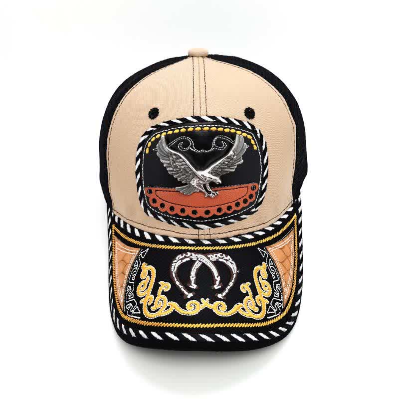 Gorra de camionero de malla étnica mexicana con bordado beige y decoración metálica 3D (Preventa) - image 7