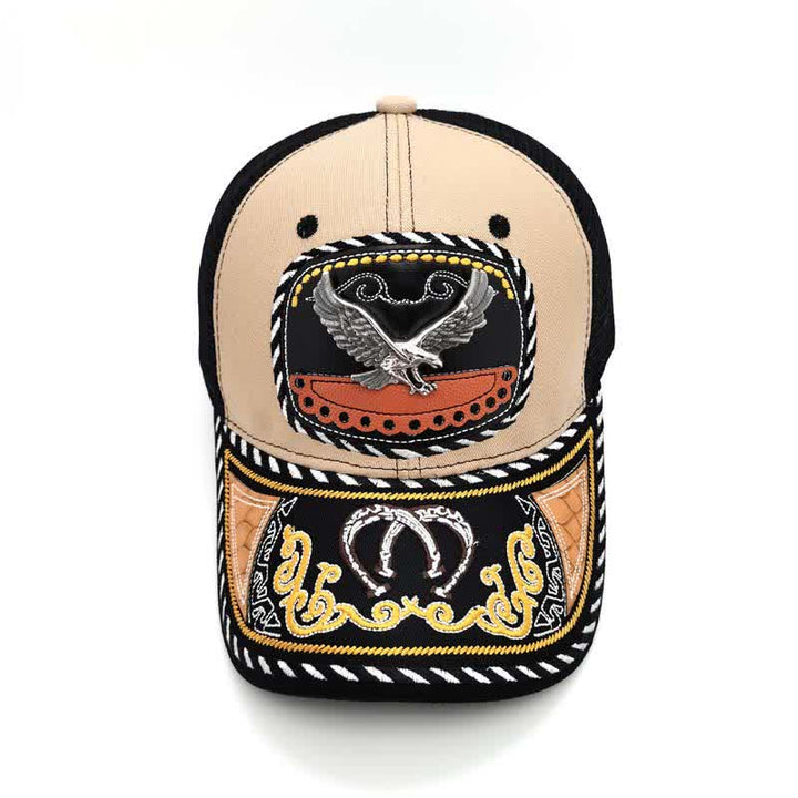 Gorra de camionero de malla étnica mexicana con bordado beige y decoración metálica 3D (Preventa) - image 7
