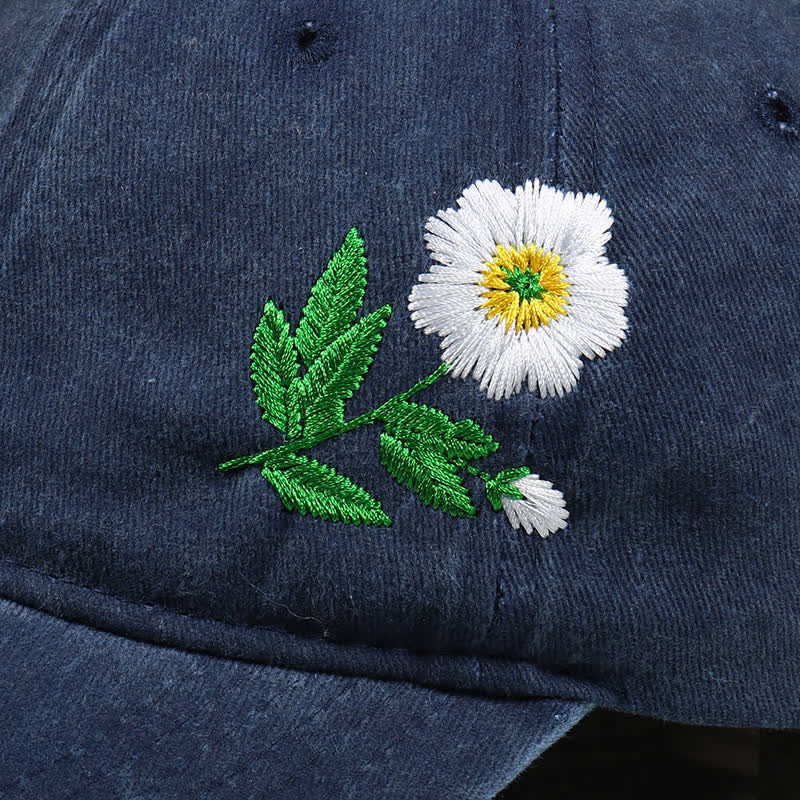 Gorra de béisbol ajustable con flores de margaritas bordadas de verano - image 2