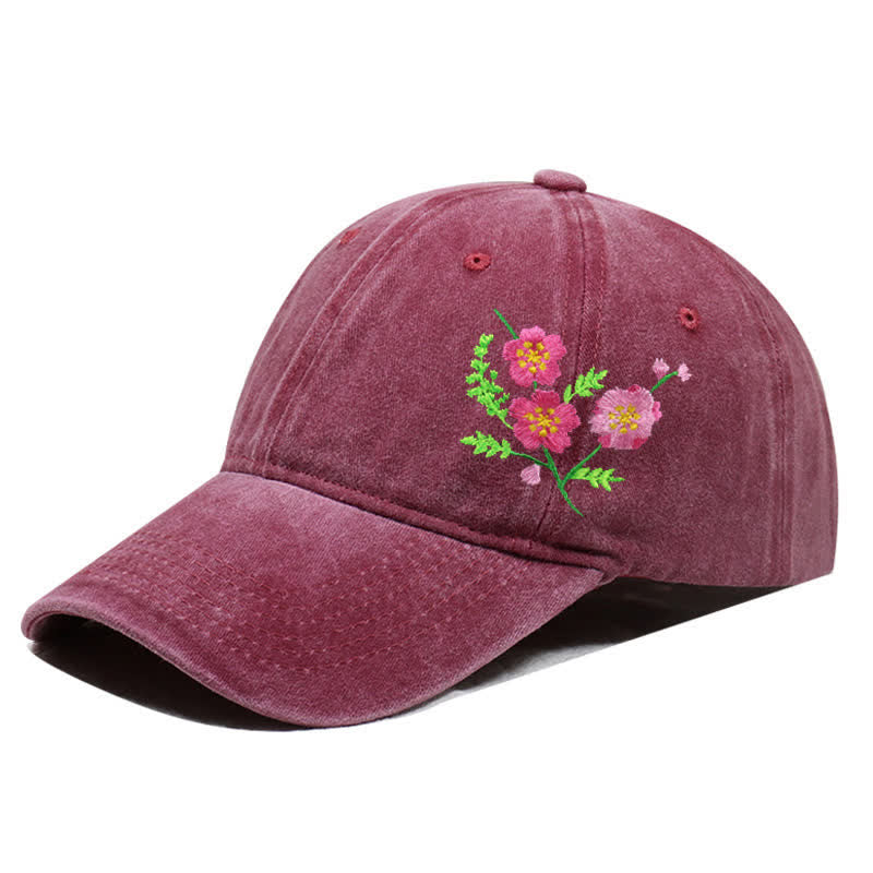 Gorra de béisbol ajustable con flores de margaritas bordadas de verano - Estilo #2 - borgoña - Ajustable (aproximadamente 21 5/8"-22 7/8") - image 14