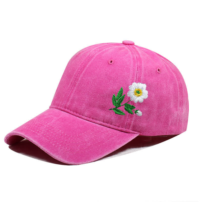 Gorra de béisbol ajustable con flores de margaritas bordadas de verano - Estilo #1 - Rosa fuerte - Ajustable (aproximadamente 21 5/8"-22 7/8") - image 11
