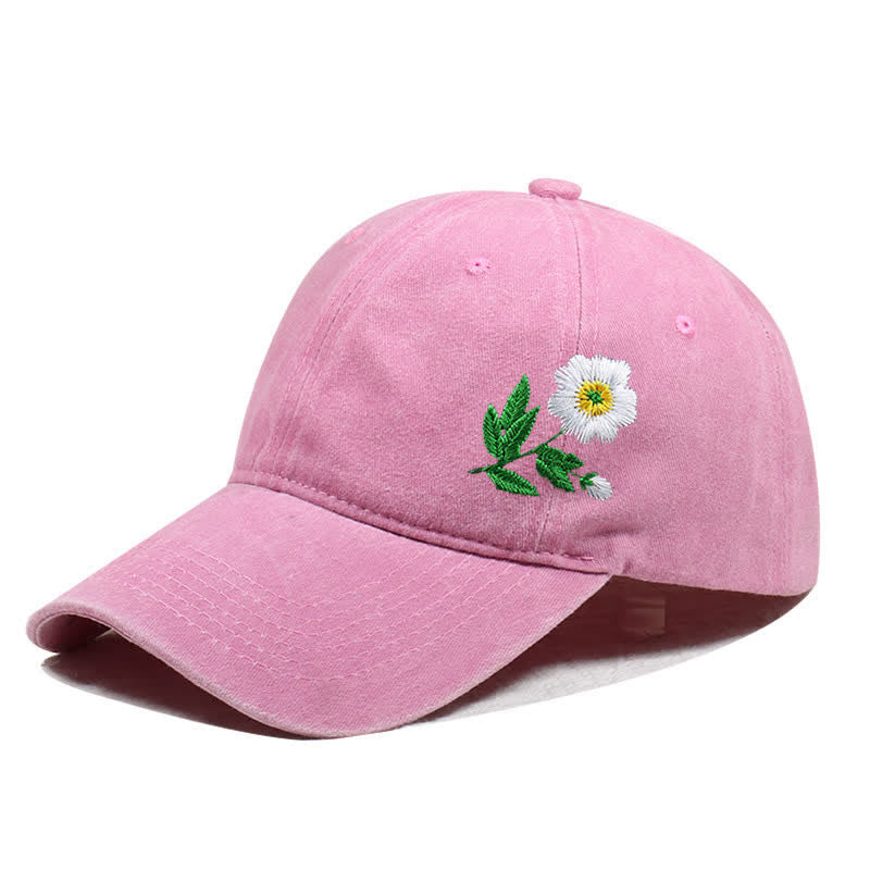 Gorra de béisbol ajustable con flores de margaritas bordadas de verano - Estilo #1 - Rosa - Ajustable (aproximadamente 21 5/8"-22 7/8") - image 7