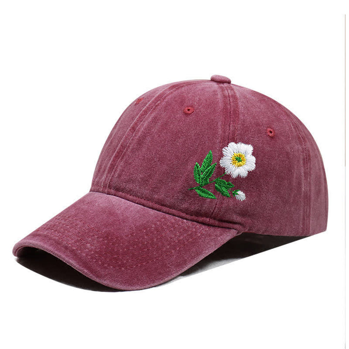 Gorra de béisbol ajustable con flores de margaritas bordadas de verano - Estilo #1 - borgoña - Ajustable (aproximadamente 21 5/8"-22 7/8") - image 5