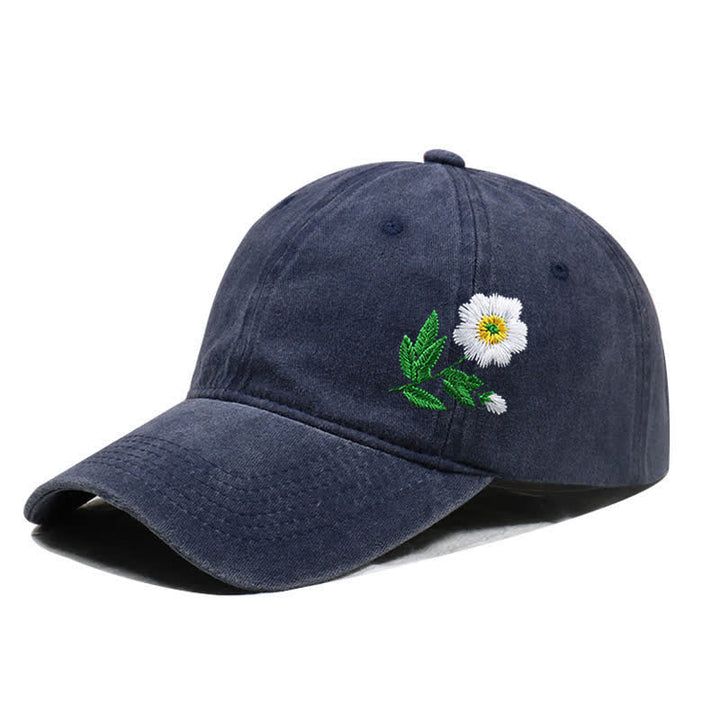 Gorra de béisbol ajustable con flores de margaritas bordadas de verano - Estilo #1 - Marina de guerra - Ajustable (aproximadamente 21 5/8"-22 7/8") - image 4
