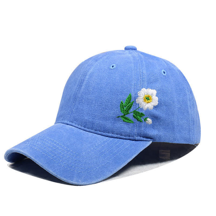 Gorra de béisbol ajustable con flores de margaritas bordadas de verano - Estilo #1 - Azul cielo - Ajustable (aproximadamente 21 5/8"-22 7/8") - image 8