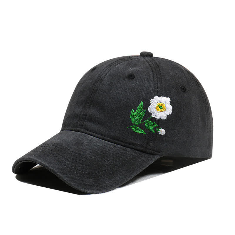 Gorra de béisbol ajustable con flores de margaritas bordadas de verano - Estilo #1 - Negro - Ajustable (aproximadamente 21 5/8"-22 7/8") - image 3