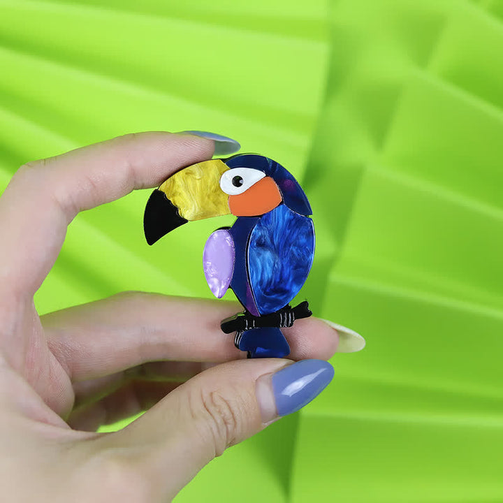 Broche acrílico hecho a mano con dibujo de pájaro de pico grande - image 3