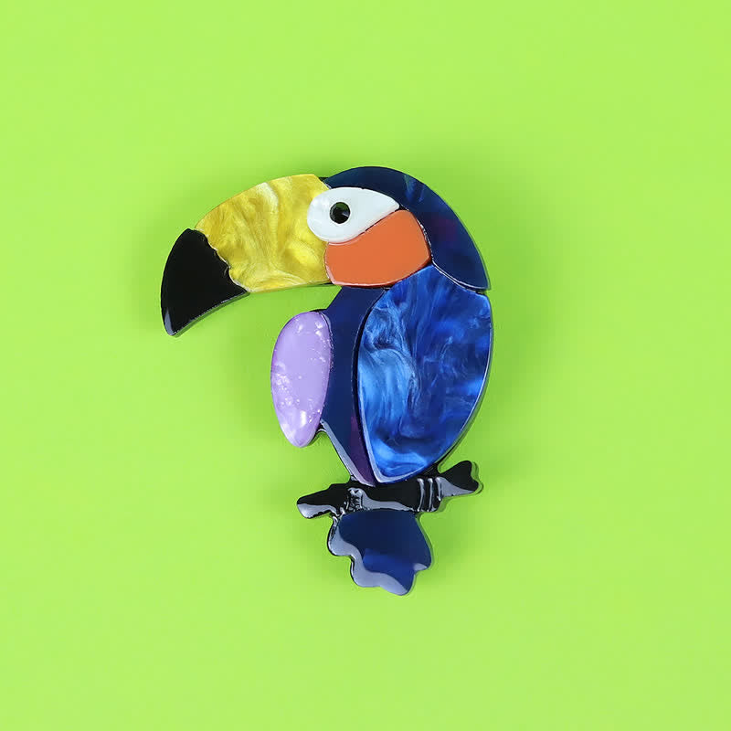 Broche acrílico hecho a mano con dibujo de pájaro de pico grande - Marina de guerra - image 1