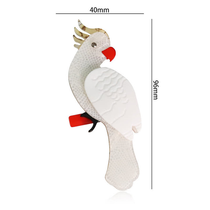 Broche de acrílico hecho a mano con dibujo de pájaro loro blanco - image 5
